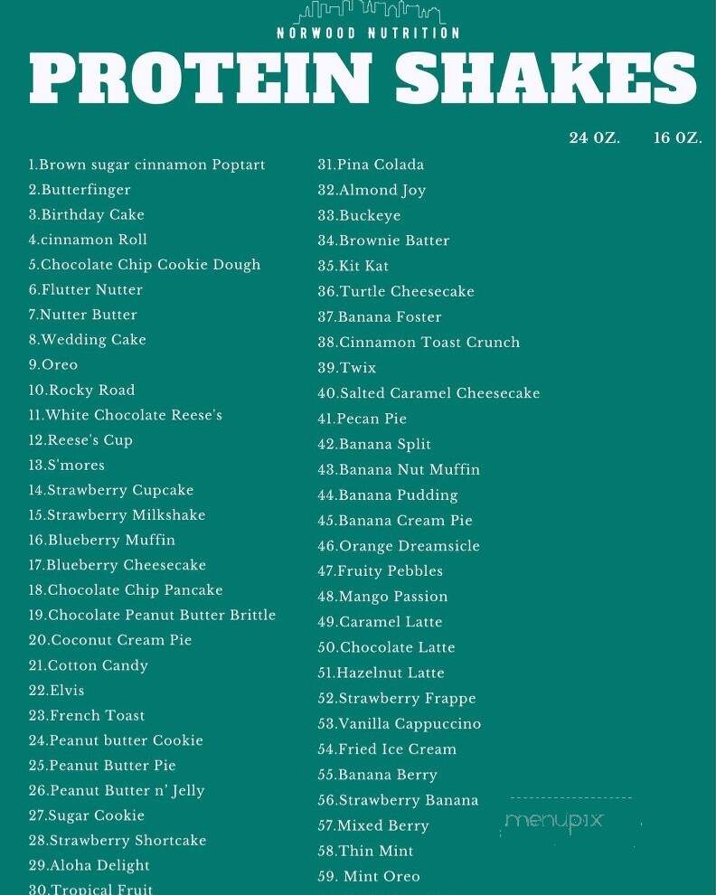Norwood Nutrition - Cincinnati, OH menu_pic