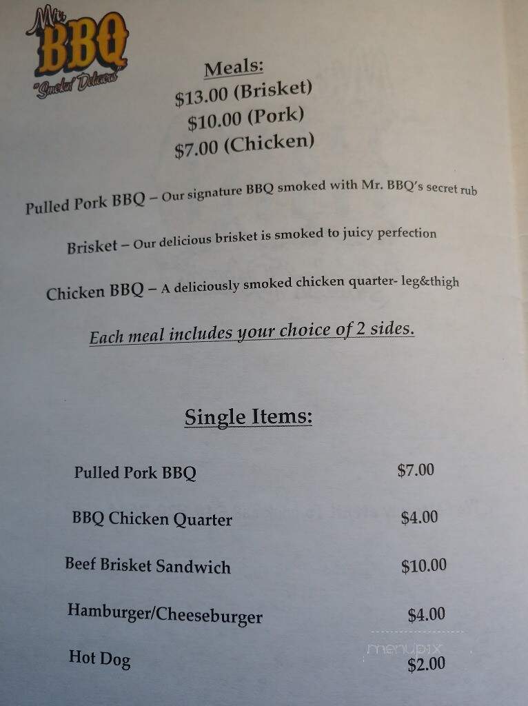Mr BBQ - Fishersville, VA menu_pic