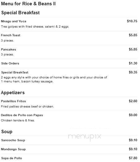 Rice & Beans II - York, PA menu_pic