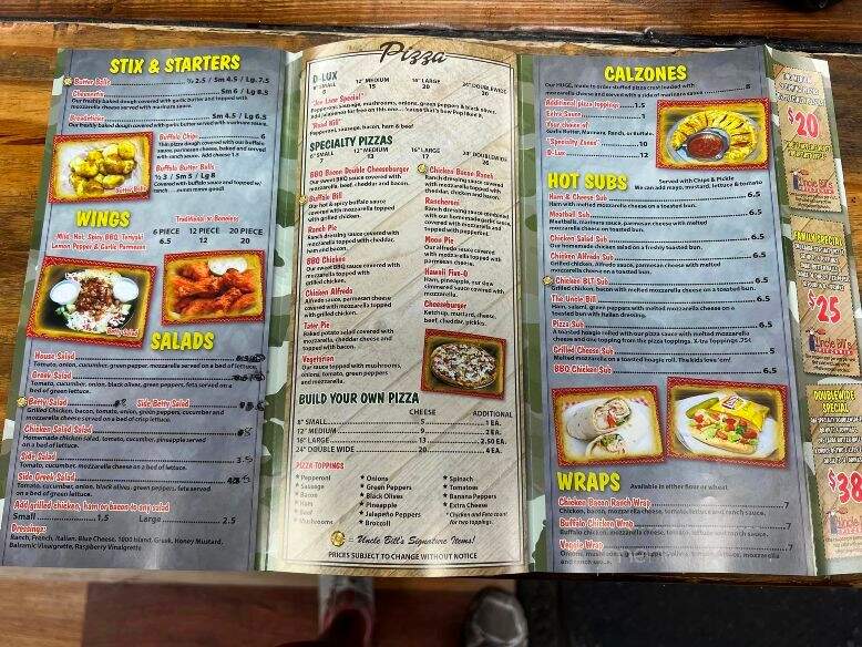 Uncle Bill's Pizzeria - Sylvester, GA menu_pic