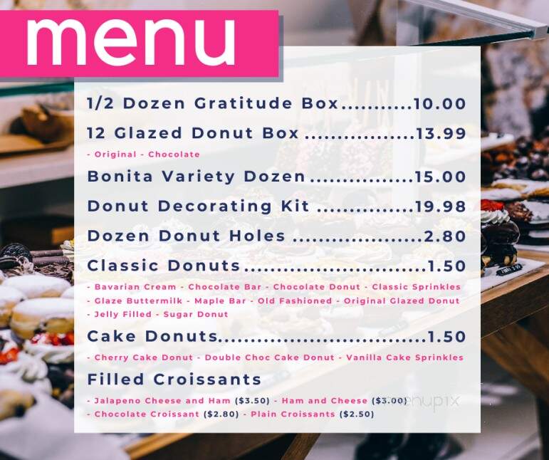 Bonita Donuts - Bonita, CA menu_pic