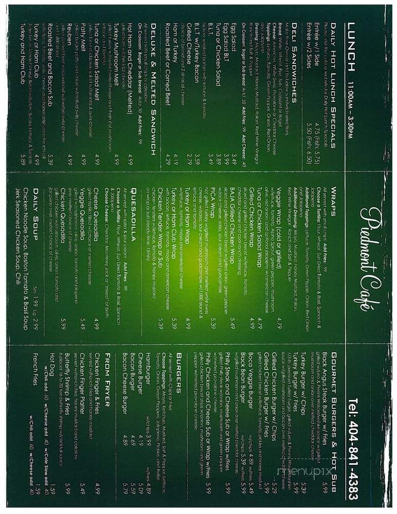 Piedmont Cafe - Atlanta, GA menu_pic