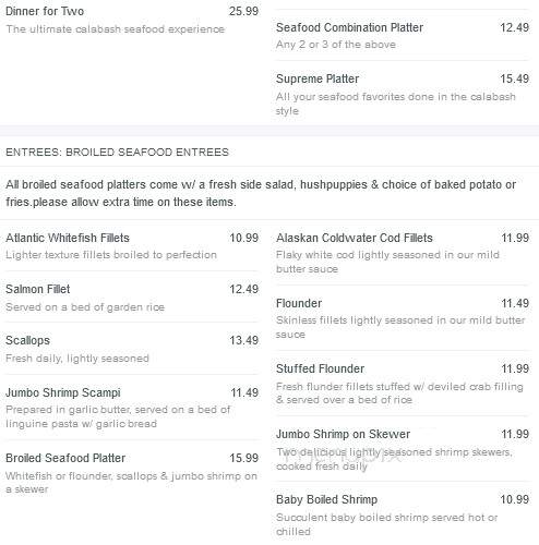 Fish Tales & Pigtales - Bristol, VA menu_pic