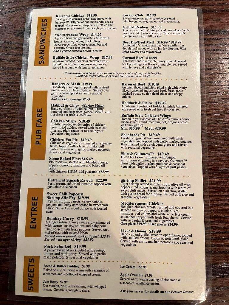 St George Arms - Caledonia, ON menu_pic