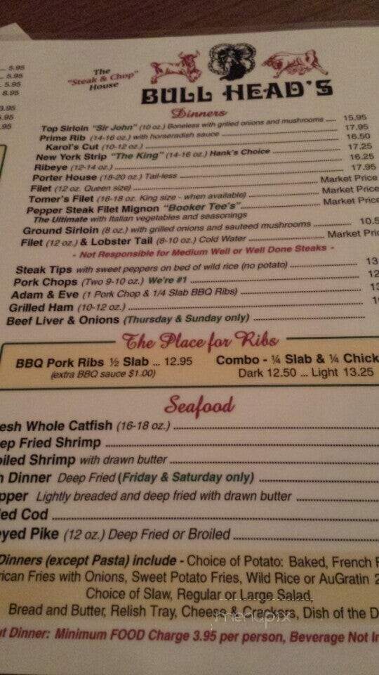 Bullshead Restaurant - Lostant, IL menu_pic