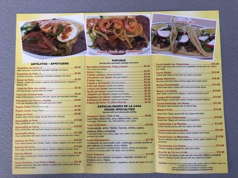 El Norteno - Silver Spring, MD menu_pic