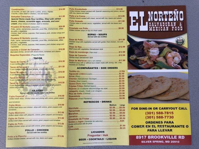 El Norteno - Silver Spring, MD menu_pic