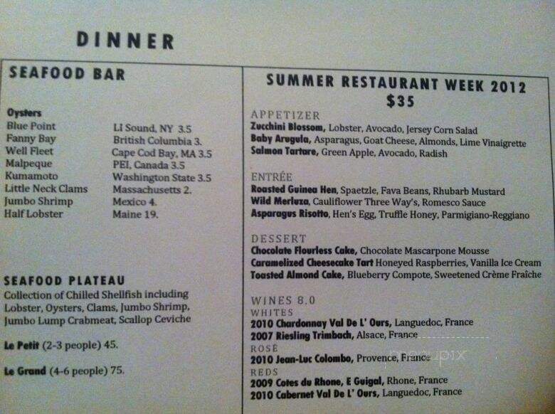 Eight And A Half Restaurant - New York, NY menu_pic
