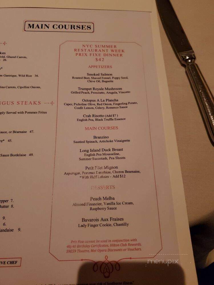 Eight And A Half Restaurant - New York, NY menu_pic