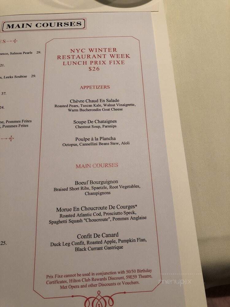 Eight And A Half Restaurant - New York, NY menu_pic