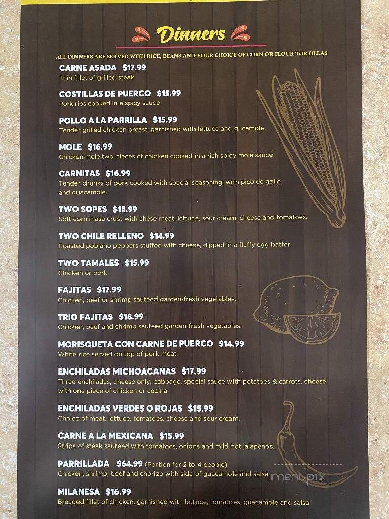 Las Michoacanas - Eureka, CA menu_pic