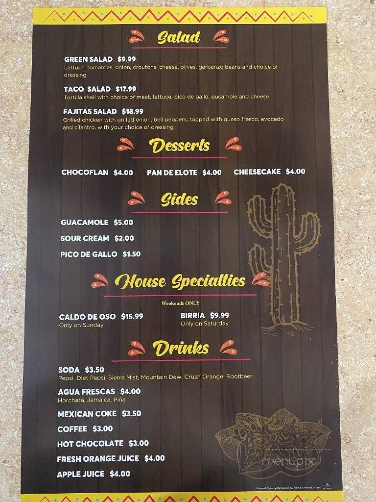 Las Michoacanas - Eureka, CA menu_pic