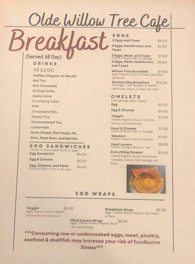 Olde Willow Tree Cafe - Myerstown, PA menu_pic