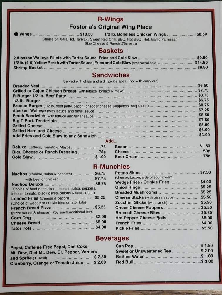 R-Place - Fostoria, OH menu_pic