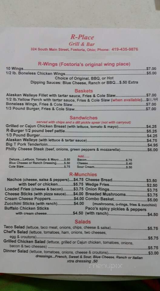 R-Place - Fostoria, OH menu_pic