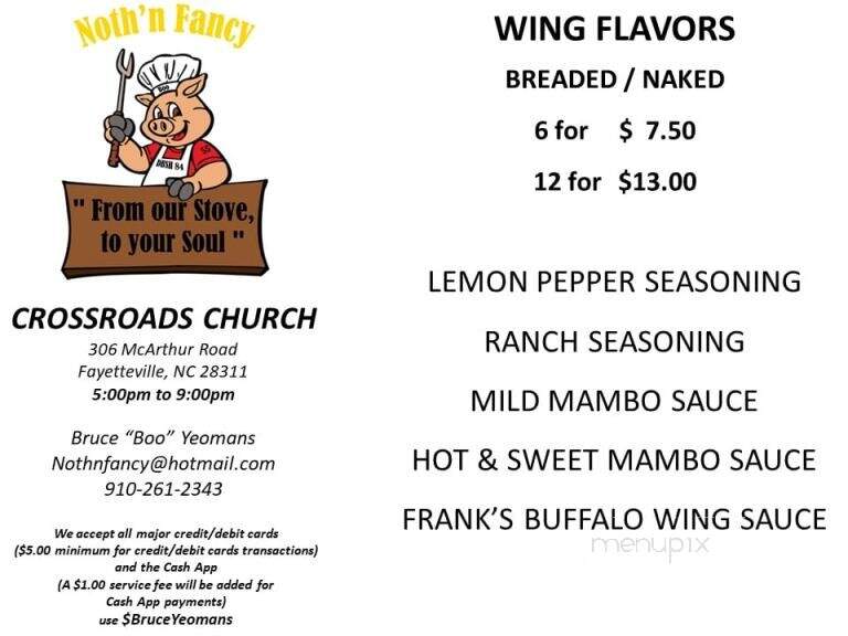 Noth'n Fancy - Fayetteville, NC menu_pic
