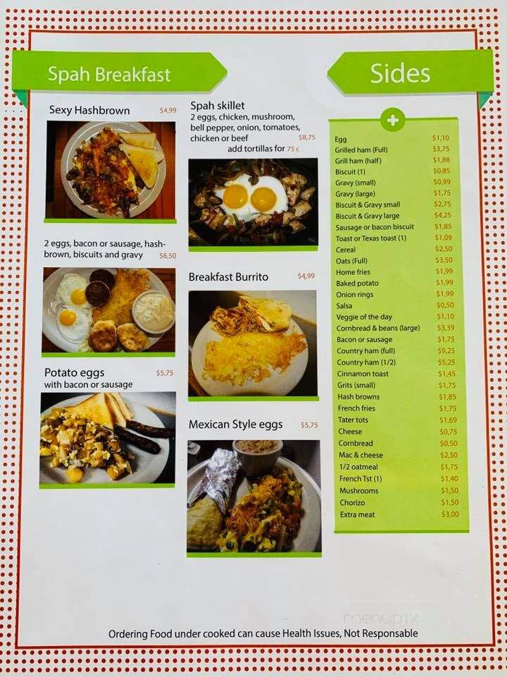 Spah Grill - Batesville, AR menu_pic