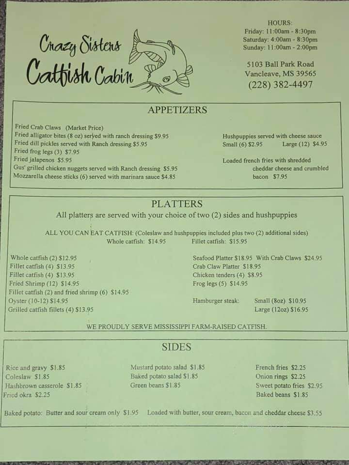 Crazy Sister's Catfish Cabin - Vancleave, MS