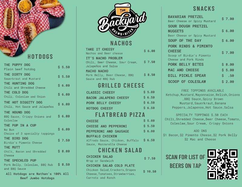 The Backyard Brews & Bites - South Hill, VA menu_pic