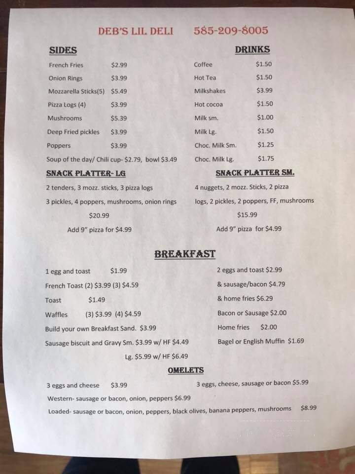 Deb's Lil Deli - West Clarksville, NY menu_pic