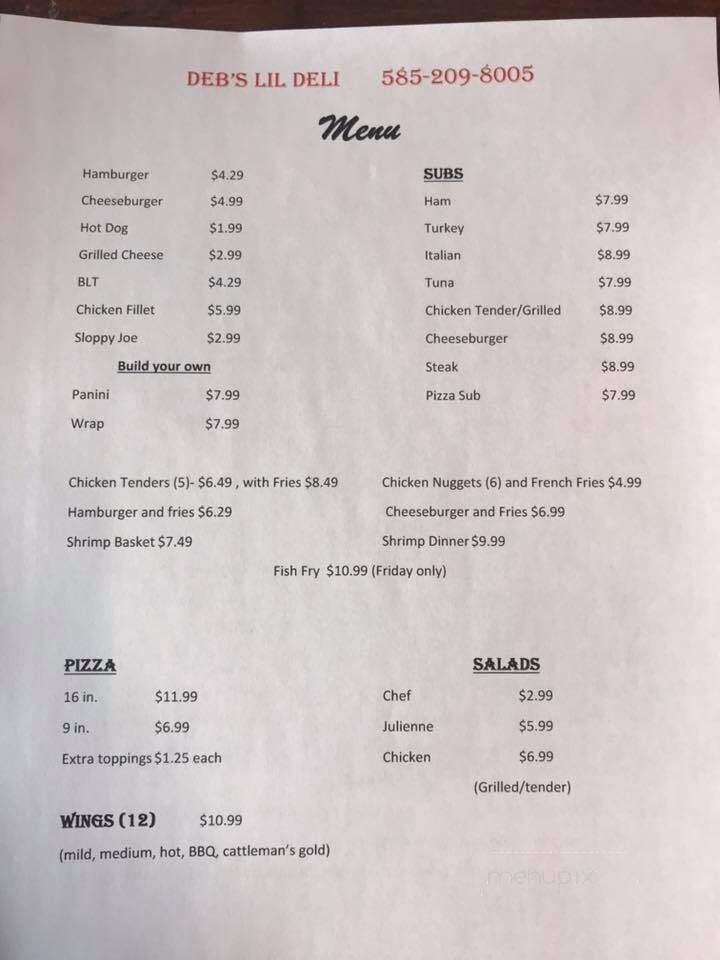 Deb's Lil Deli - West Clarksville, NY menu_pic