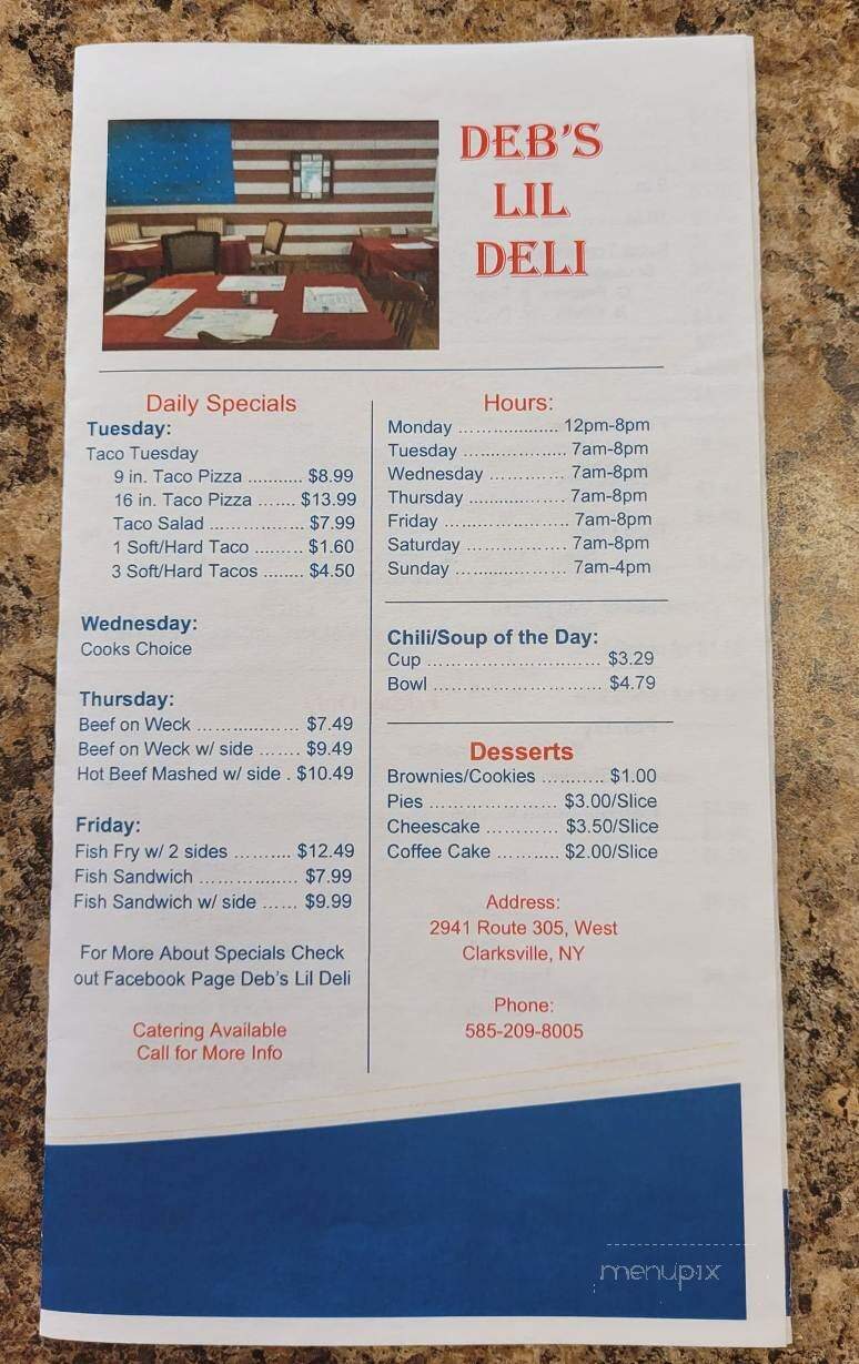 Deb's Lil Deli - West Clarksville, NY menu_pic