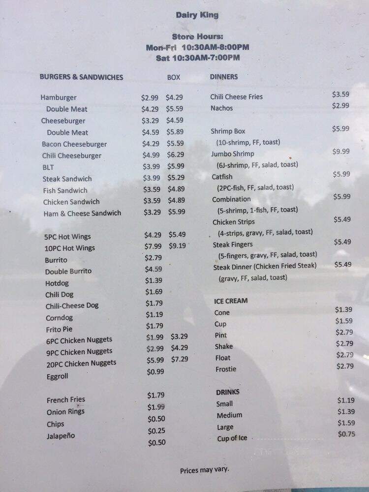 Dairy King - Houston, TX menu_pic