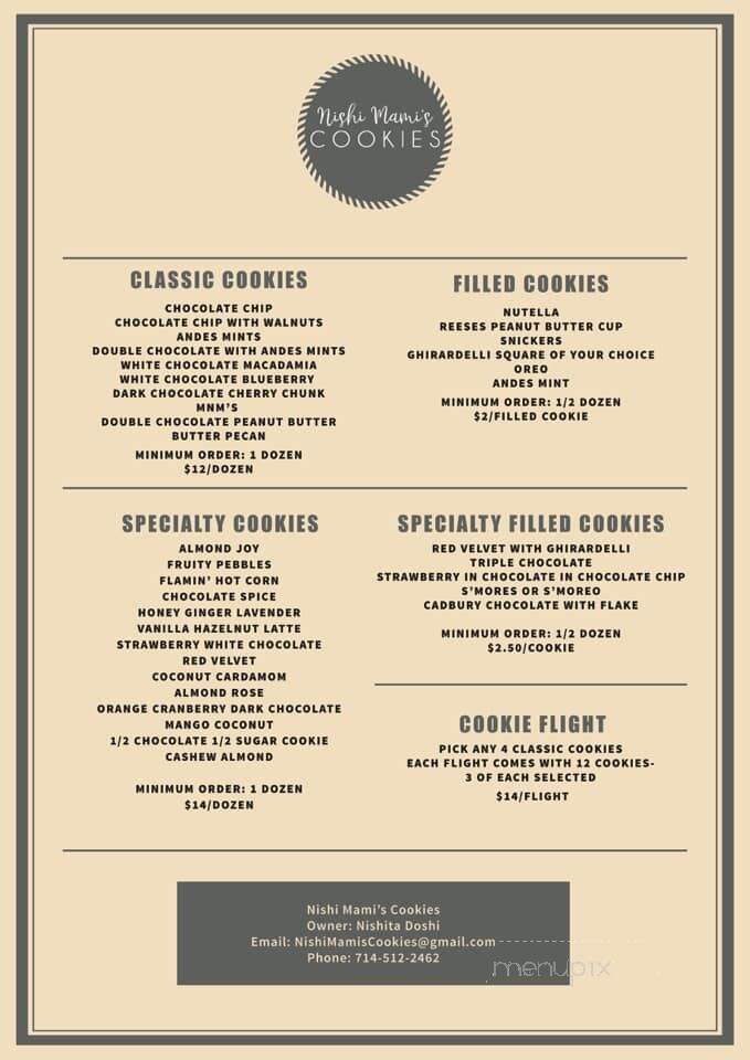 Nishi Mami's Cookies - Orange, CA menu_pic