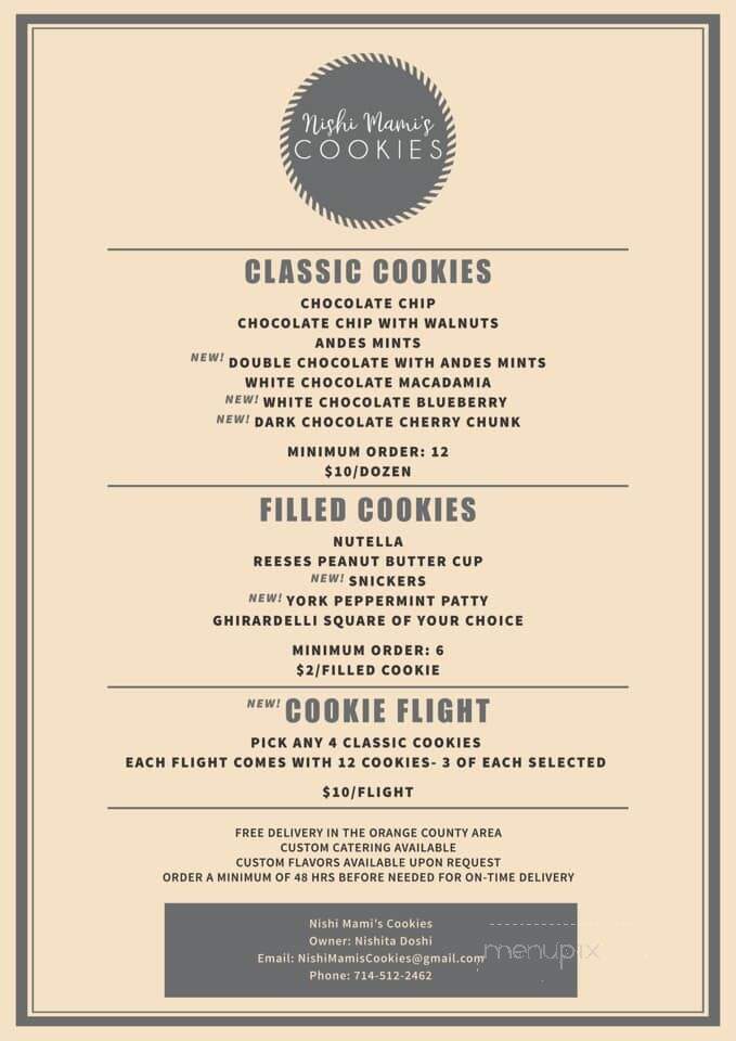 Nishi Mami's Cookies - Orange, CA menu_pic