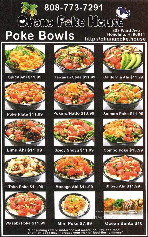Ohana Poke House - Honolulu, HI menu_pic