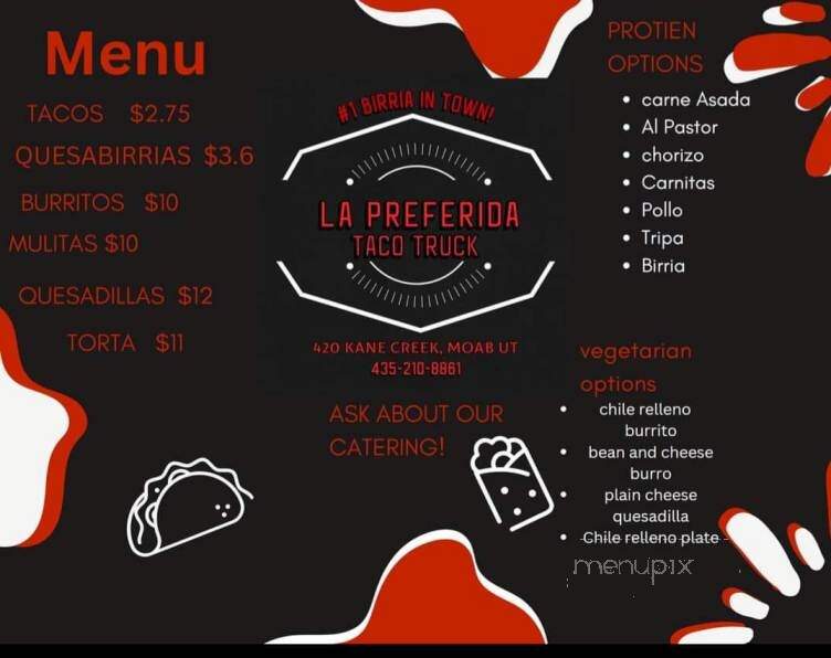Tacos La Preferida - Moab, UT menu_pic