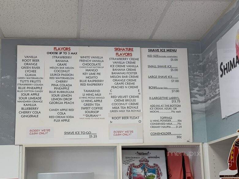 Shimazu Shave Ice - Honolulu, HI menu_pic