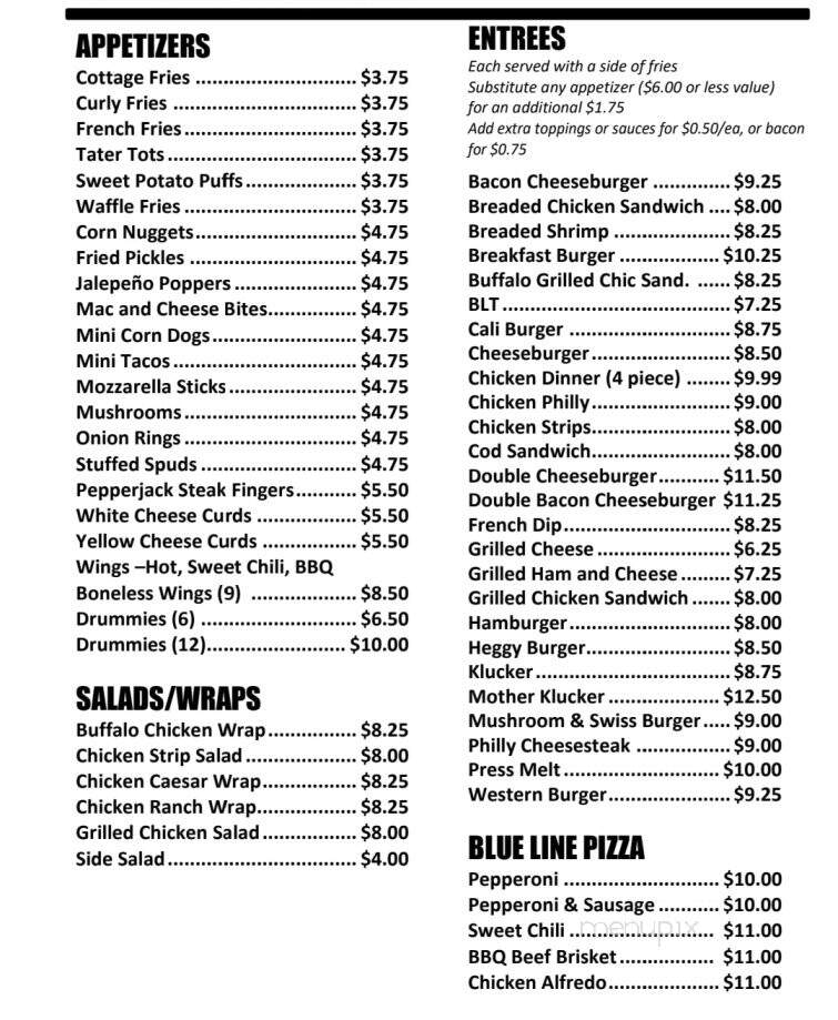 Blue Line - Hatton, ND menu_pic