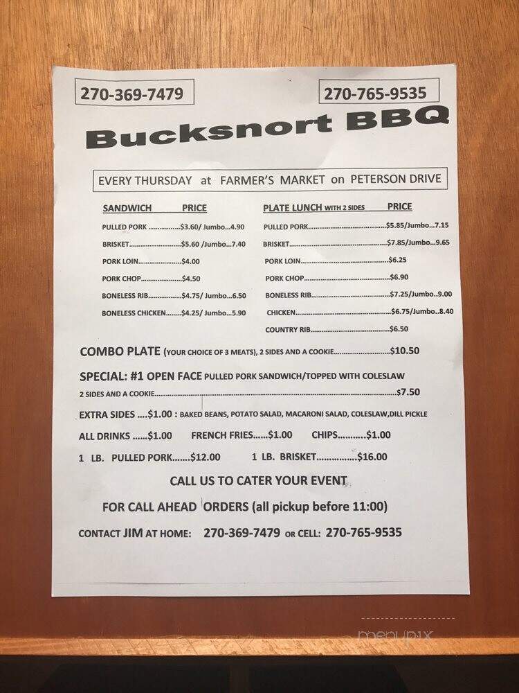Bucksnort BBQ - Elizabethtown, KY menu_pic