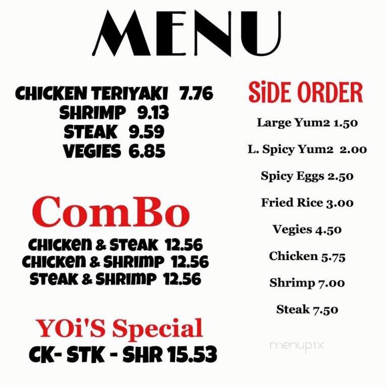 YOI Hibachi - Vilonia, AR menu_pic
