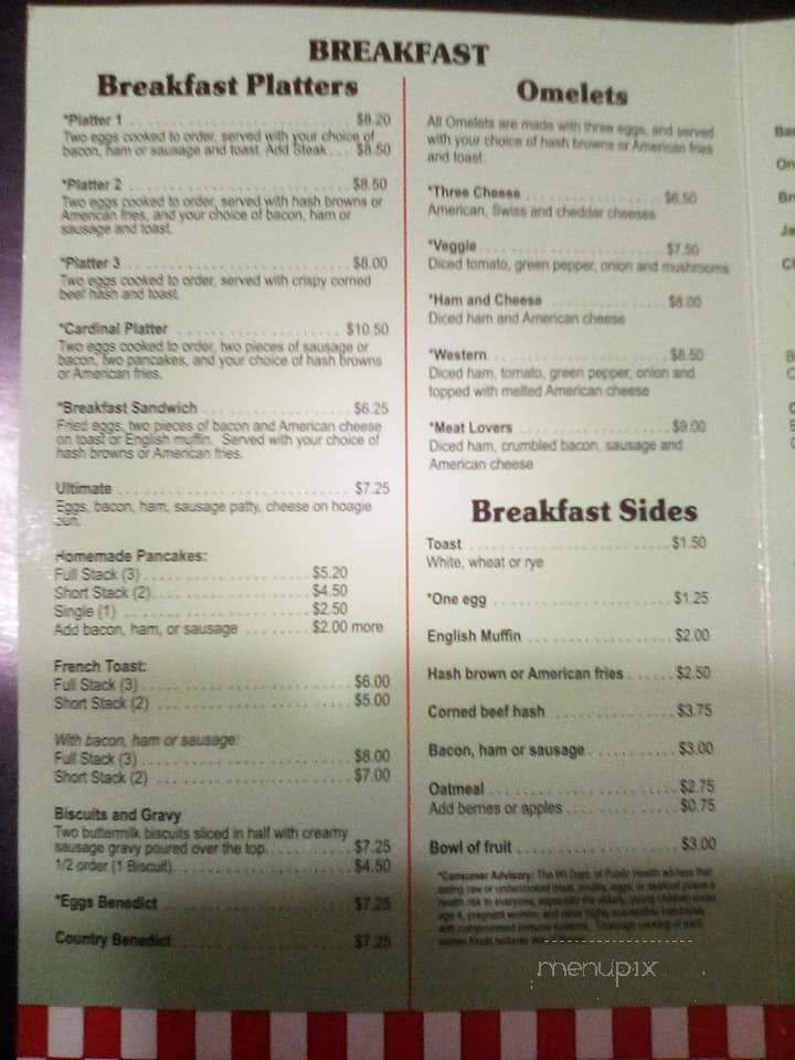 Main Street Cafe - Necedah, WI menu_pic
