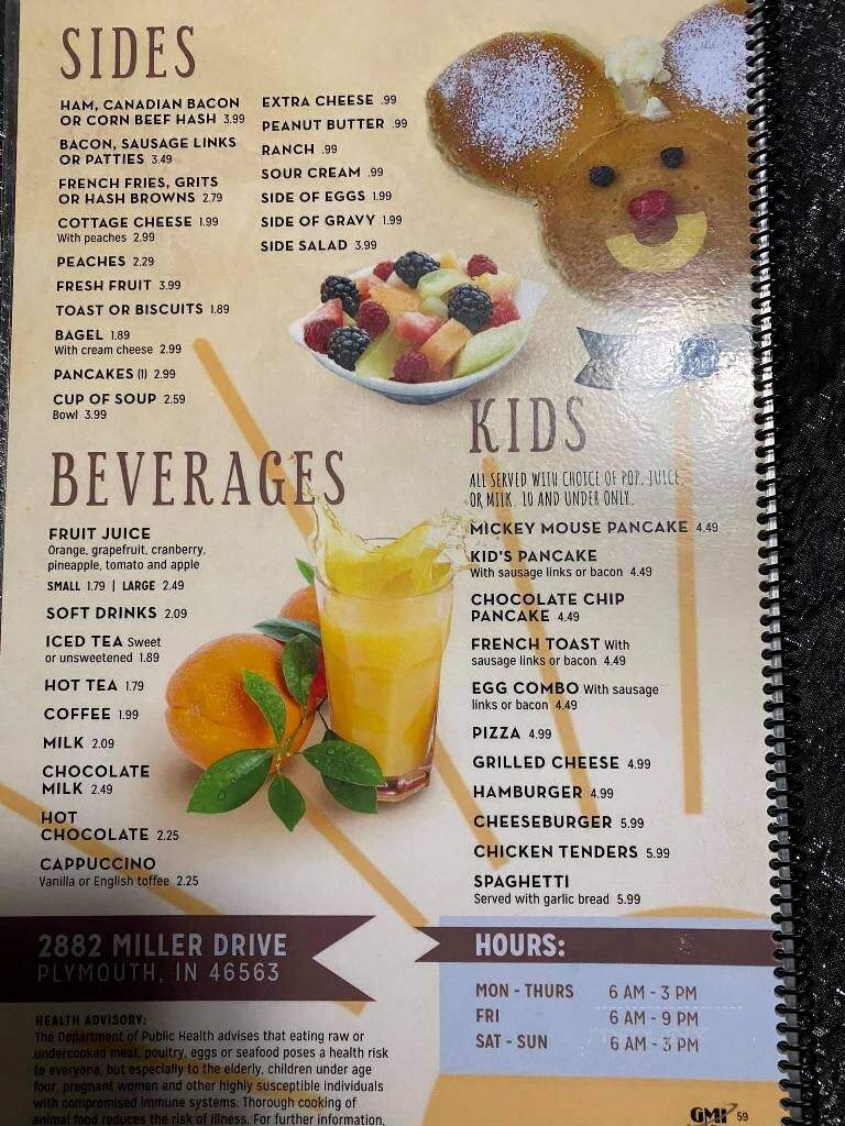 Sunrise House Of Pancakes - Plymouth, IN menu_pic