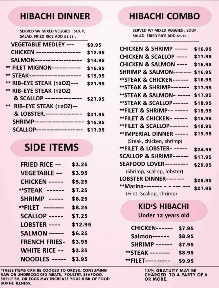 Yamato Philadelphia Steakhouse - Philadelphia, MS menu_pic