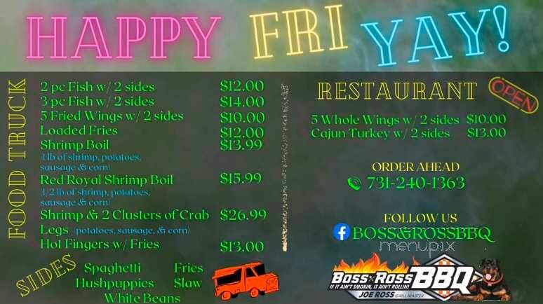 Boss & Ross BBQ - Jackson, TN menu_pic
