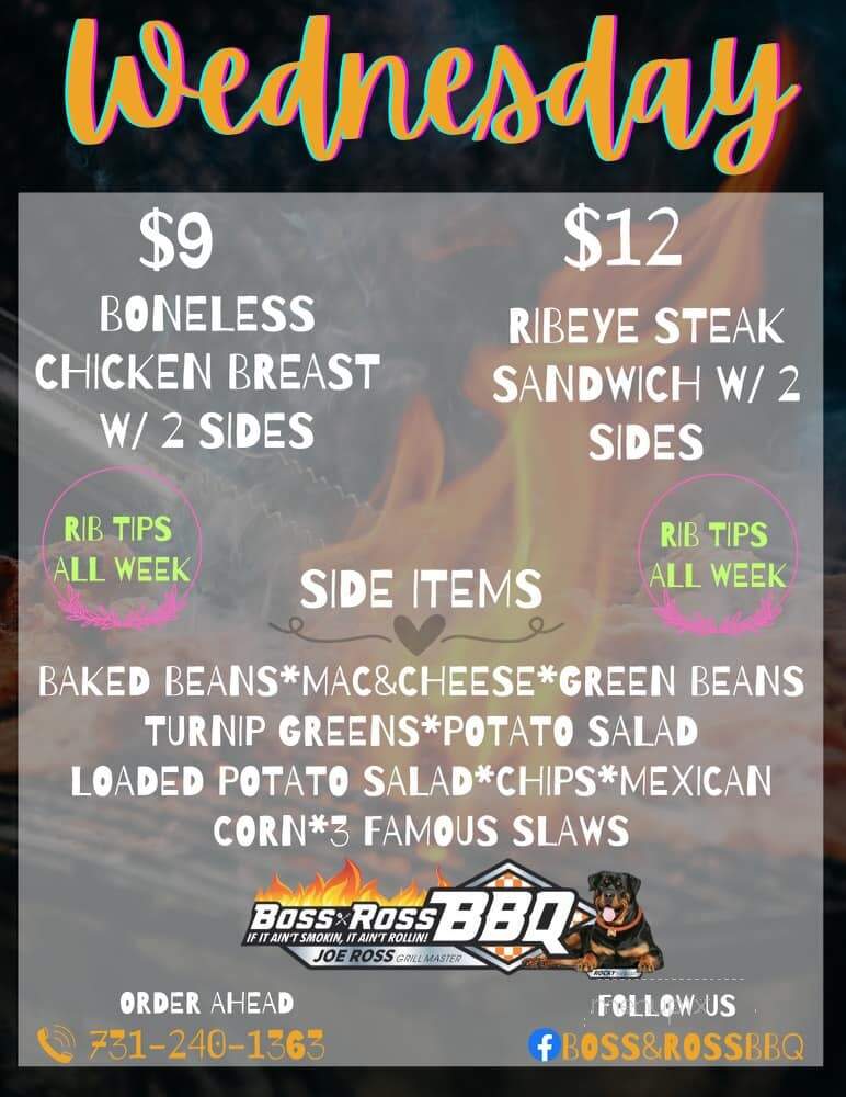 Boss & Ross BBQ - Jackson, TN menu_pic