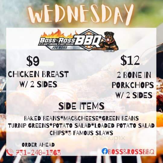 Boss & Ross BBQ - Jackson, TN menu_pic