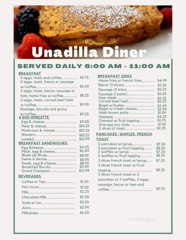 Unadilla Diner - Unadilla, NY menu_pic