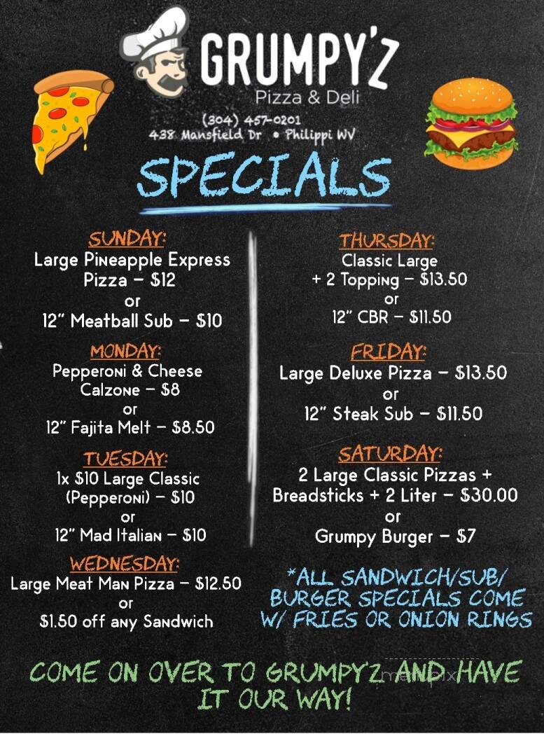 Grumpy'z Pizza and Deli - Philippi, WV menu_pic