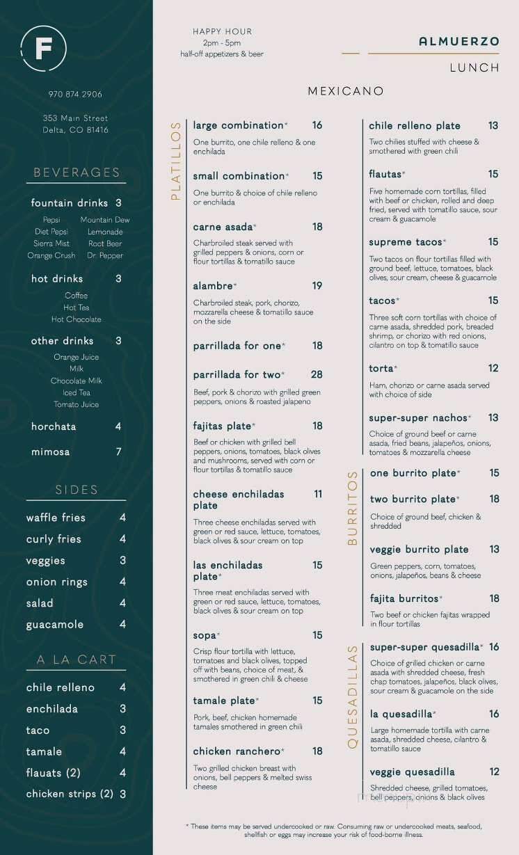 Francisco's Restaurant - Delta, CO menu_pic