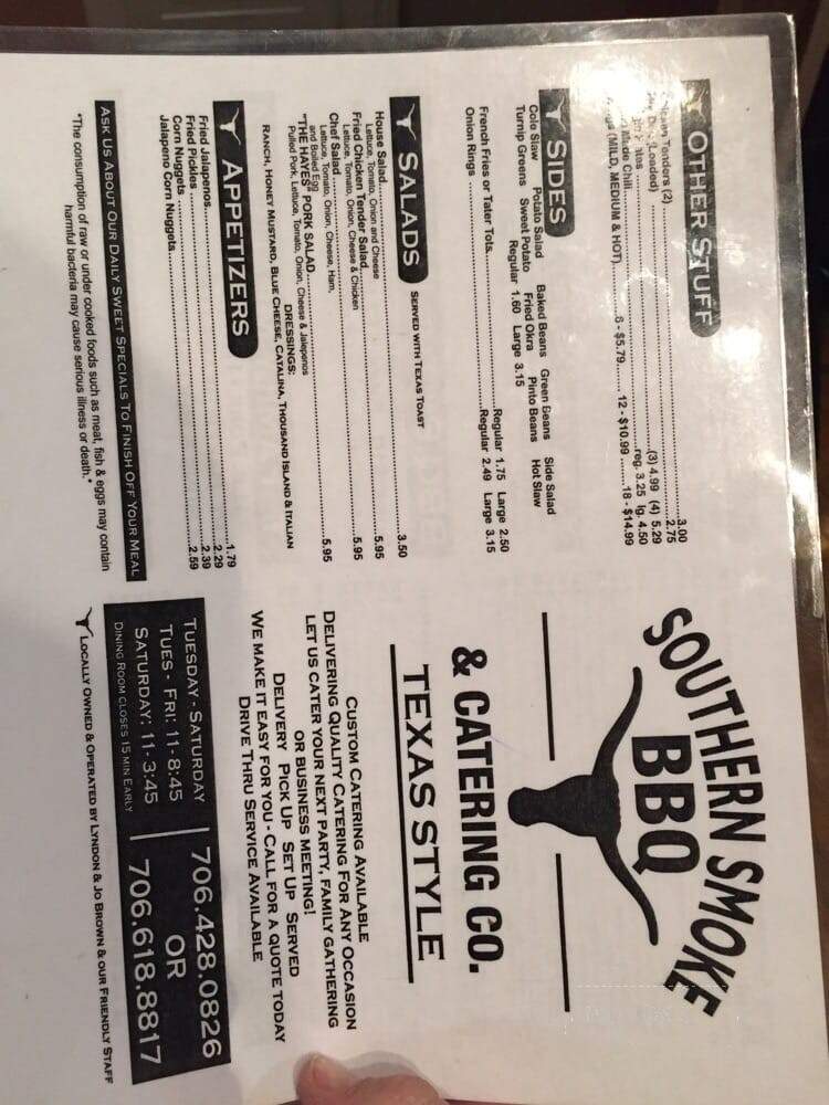 Southern Smoke BBQ & Catering Co. - Dalton, GA menu_pic