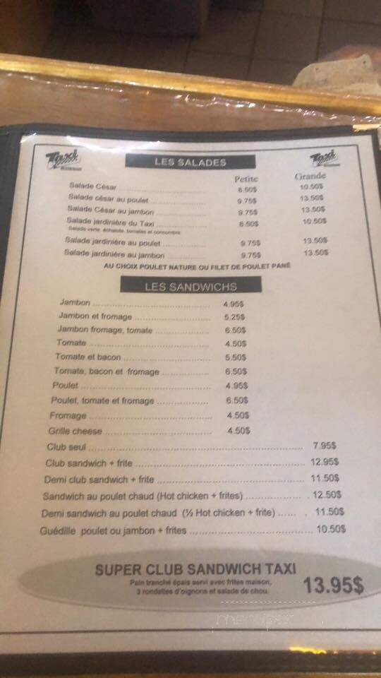 Restaurant Le Taxi Inc - Riviere-Du-Loup, QC menu_pic