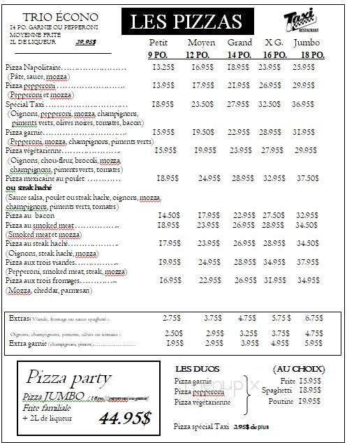Restaurant Le Taxi Inc - Riviere-Du-Loup, QC menu_pic