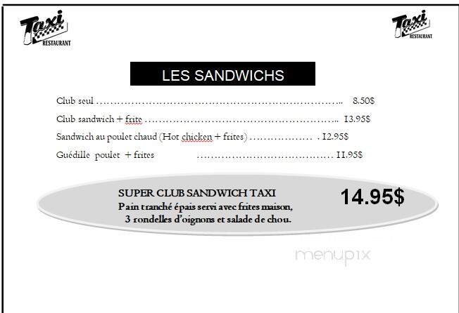 Restaurant Le Taxi Inc - Riviere-Du-Loup, QC menu_pic
