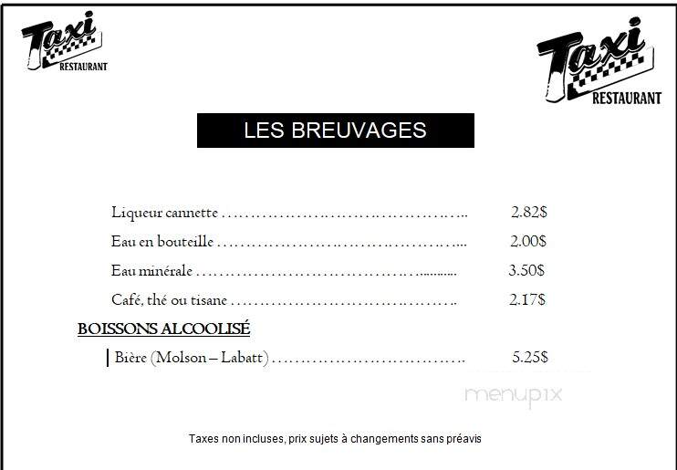 Restaurant Le Taxi Inc - Riviere-Du-Loup, QC menu_pic
