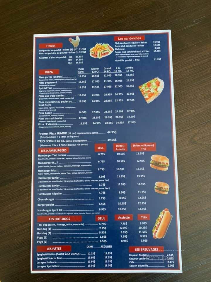 Restaurant Le Taxi Inc - Riviere-Du-Loup, QC menu_pic